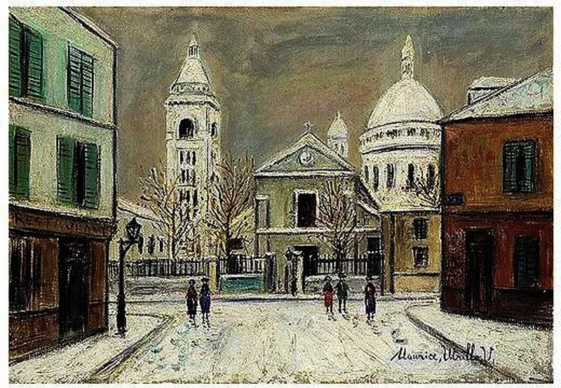 Square Tertre on Montmartre sotto la neve